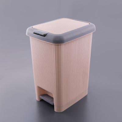 China Customized Sustainable Portable Manual Foot Pedal Pink 10L Indoor Rectangular Plastic Waste Bin In Built Waste for sale