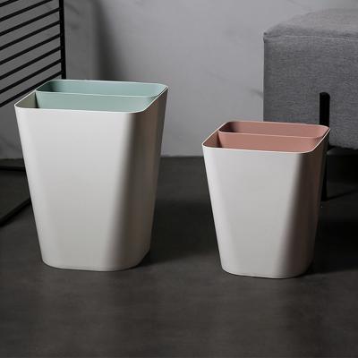 China 7L Portable Wet Dry Indoor Rectangular White Plastic Removable Waste Bin Customized Viable Double Compartment Separation for sale