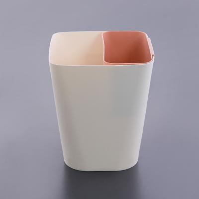 China Customized Removable Pink 7L Portable Dry Wet Separation Small Sustainable Bedroom Indoor Rectangular Plastic Trash Bin for sale