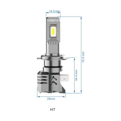 China Custom Vmanx 24W H7 Color Temperature 5700-6500K Power Car Led Headlight Bulbs Lights Alexander 126H for sale