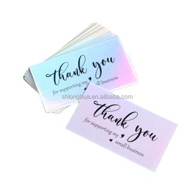 China Neon Transparent Light Luxury Decoration Holographic Thank You Cards Instant Foil Printing Business Card for sale