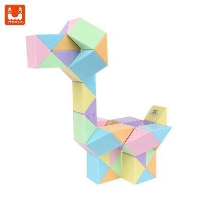 China Mini New Arrival 48pcs Children's Educational Rainbow Macaroon Snake Folding Standing Magic Cube For Brain Training for sale