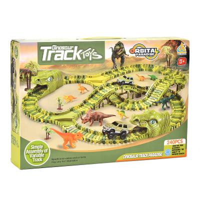 China Electric toys; 240pcs Dinosaur Theme World Race Flexible Toy Twisted Track Game Dinosaur Paradise Track Accessory Set Changeable for sale