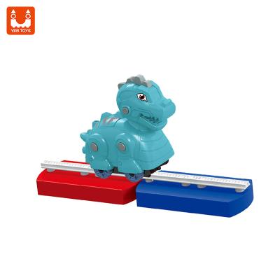 China Blue Orange Two 7 Color Fog Lights Dinosaur Slot Toys Car Set Kids Race Car Track With Flexible Track Miniature Race Car Track Toy for sale