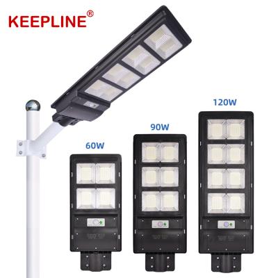 China Garden High Brightness Outdoor IP65 Sensor Control 60w 90w 120w Integrated All In One Led Solar Street Light for sale