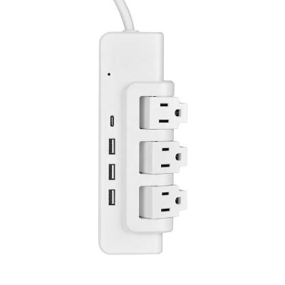 China Residential / General Purpose 3 Way USB Type C Rotate Multiple Portable Power Strip for sale