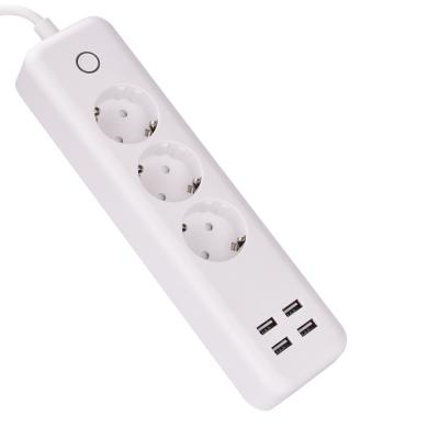 China Residential/Multipurpose smart wifi power strip surge protector Eu app controlled tuya wifi power strip for sale