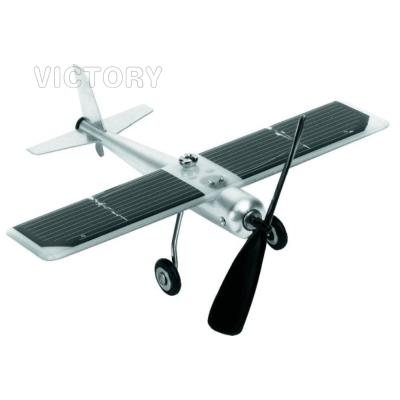 China Aluminum Body Polished Aluminum Plane Solar Powered Toy With Spin Propeller for sale