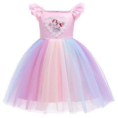 China Girl's Sexy Washable Princess Girl Dress 10 Years Dress Unicorn Rainbow Mesh Skirt Summer Sleeveless Dress Dresses for sale