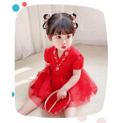 China Breathble Comfy 2022 Infant Floral V-Neck Baby Embroidery Summer Bow Short Sleeve Baby Rompers Overalls for sale