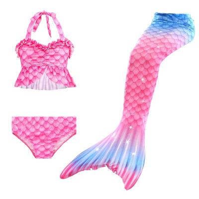 China 2022 Breathable Custom Design Girls Swimsuit Mermaid Tail 3 Pieces Set Kids Swimwear Mermaid Swimwear for sale