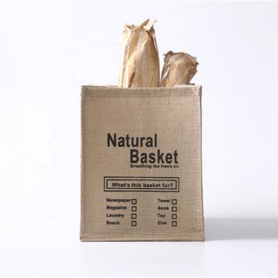 China Wholesale Custom Viable Natural Jute Logo Printing Eco Friendly Tote Bag Recycle Jute Foldable Shopping Bag for sale