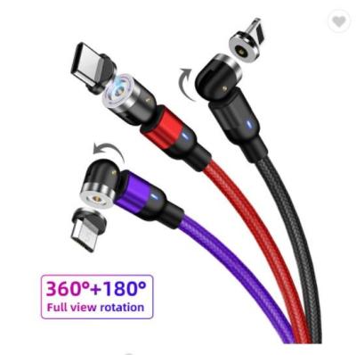 China Magnetic Fast Charging 3A Fast Charging 3 In 1 Magnetic Cable 540 USB Cable 540 M Roate Rotate Type Magnetic USB Cable Cabo de c for sale