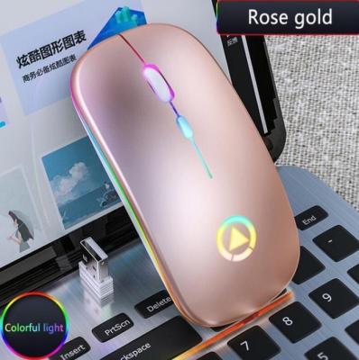 China Mini 3D Wireless Mouse Slim Ultra Thin Rechargeable Colorful Rainbow Breathable LED Light RGB A2 Computer Mouse Gaming Radio Mouse for sale