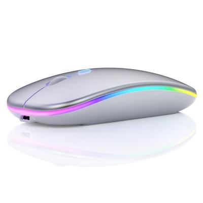 China Newest Ultra-Thin Mini A2 Mini Mouse Wireless Silent Mute LED Lights Rechargeable Colorful Computer Mouse for sale