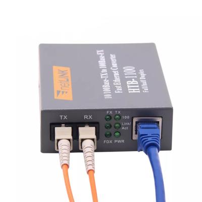 China FTTH Netlink HTB-GS-03 HTB-GM-03 gigabit 10/100/1000 base SC/FC/ST single mode multimode fiber optic media converter for sale