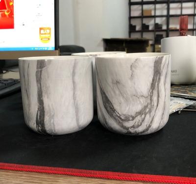 China New Arrival Creative Matte Ceramic Candle Jar in Marble Pattern, Large 400g Porcelain Candle Holder Private Label for sale