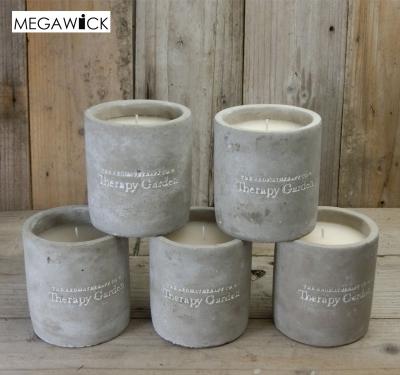 China New arrival scented cement candle container engraved LOGO; Empty Concrete Candle Jar 10oz Private Label for sale