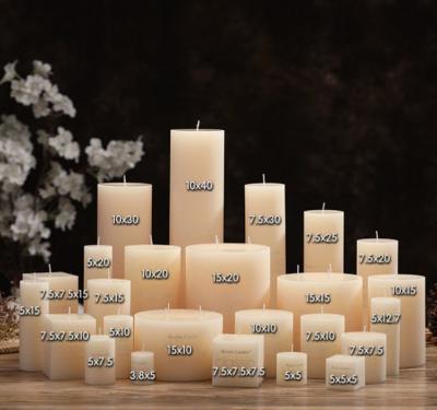 China Relight Wholesale Ivory Candle Pillar Candles, Perfect For Wedding And Parties for sale