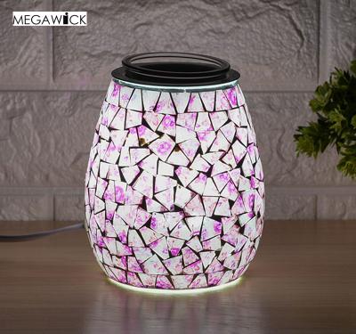 China Scented Dish High Quality Easy Clean Mosaic Silicone Wax Warmer, Art Glass Electric Wax Burner Candle Melter Night Light for sale