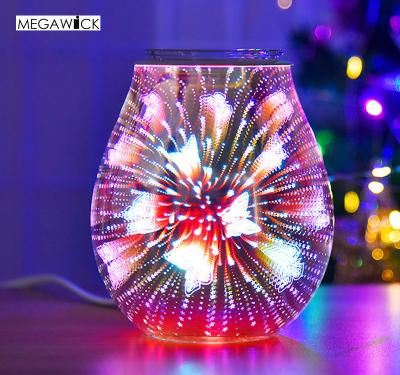 China Special Structure For Tart Wax Melter Grill Protective Lamp, Aroma Lamp Glass Burner, 3D Factory Butterfly Private Label for sale