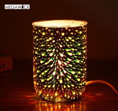 China Special Structure For Protective Grill Lamp 3D Glass Electric Wax Heater Tart Oil Burner, Decorative Aroma Lamp Perfect For Home Office Gifts for sale