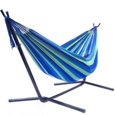 China Outdoor Double Adjustable Hammock Double Bed Furniture Hammock With Steel Stand for sale