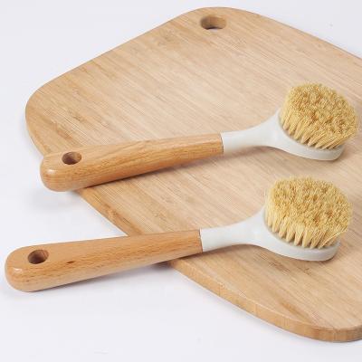 China Sustainable Household Wooden Extended Handle Pot Wash Natural Oil Free Sisal Kitchen Stove Gap Cleaning Brush for sale