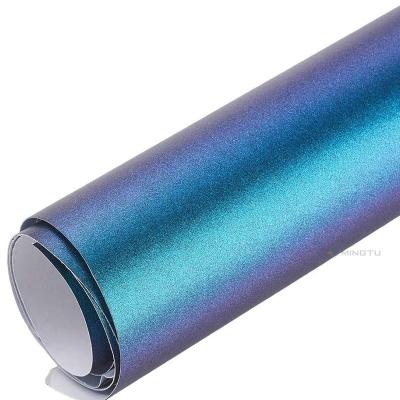 China Revestimiento de vinilo para automóviles de liberación de aire estirable en metal brillante Camaleón morado azul en venta