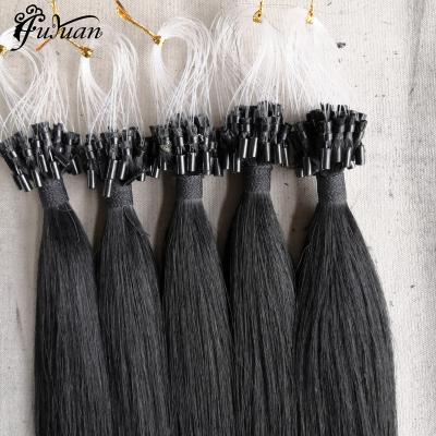 China Wholesale Silky Straight Double Wave Human Micro Pulled Ring Hair Black for sale