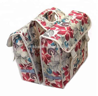 China Mltifunction Portable Double Bag Floral BICYCLE Saddlebag for sale