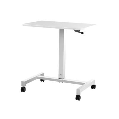 China Medical Adjustable Sit Stand Rolling Computer Trolley Gas Lift (Height) Adjustable Mobile Monitor Desk Trolley with Wheels for sale