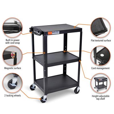 China Office Modern Adjustable Height Metal Computer Rolling Cart for sale