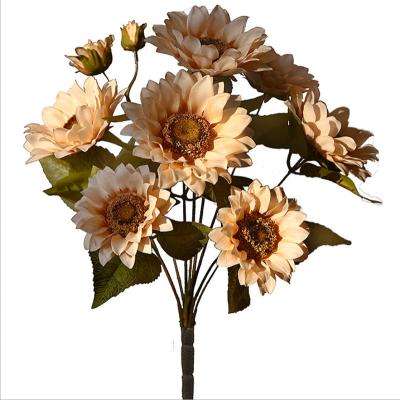 China Beautiful silk sunflower the colorful popular wedding of sunflower home simulation artificial flower decoration for sale