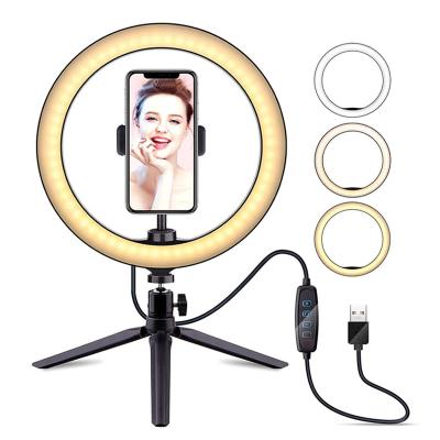 China LED Ring Lamp 10inch 26cm Ring Fill Light Desktop Studio Tripod Stand Selfie Ring Light Visual Circle for sale