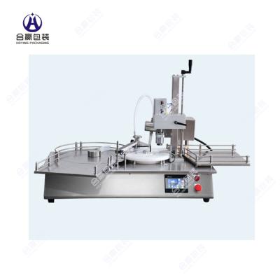 China Hoying Food Combined Desktop Automatic Small Bottle Lotion Cream Gear Pump Cosmetic Liquid Filling Capping Machine For Sale for sale