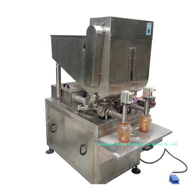 China Large valve type vegetable meat sauce food with lump filling machine with mixing hopper by piston motor for sale