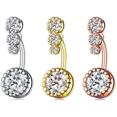 China 4 Cute Surgical CZ Zircon Stainless Steel Navel Belly Rings for sale