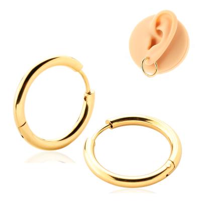 China Hiphop 316L Stainless Steel Huggie Hoop Earrings 6-14mm Hypoallergenic Surgical Cartilage Helix Lobe Hinged Diy Hinged With Loop For Women Men for sale