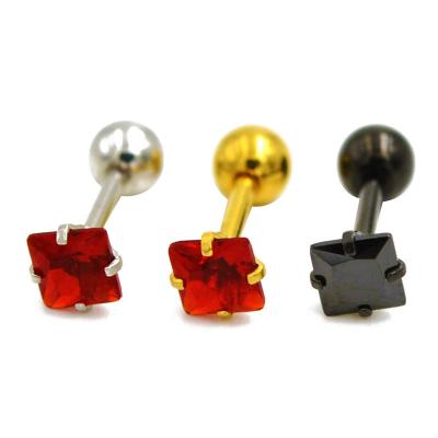 China Fashion TRENDY Screw Back Shiny Stainless Steel Zircon Rhinestone Ear Gauge Stud Earrings for sale