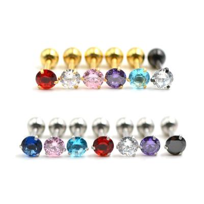 China TRENDY Round Stud Earrings 4mm/6mm/8mm Zircon Stud Earrings For Women for sale