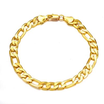 China Hiphop Fashion Jewelry Gold Plated Stainless Steel Figaro Link Chain Bracelet for sale