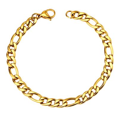 China Hiphop Stainless Steel 18k Gold Plated Tasty Thick Cuban Charm Men's Trendy Bracelets for sale