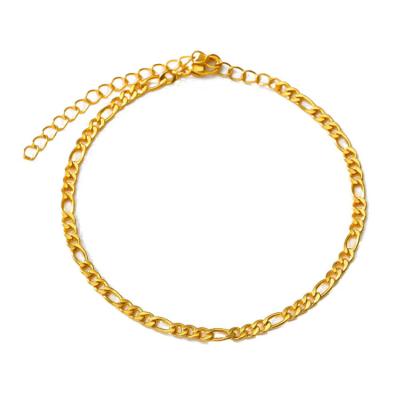 China Wholesale Cuban Link Figaro Stainless Steel Punk Gold Plated Ankle Chain Bracelet for sale