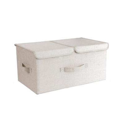 China Custom Made Universal Small Polyester Clothing Fabric Sustainable Double Lid Home Storage Box for sale