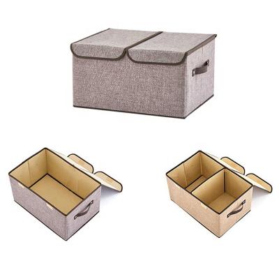 China 2021 New Arrival Collapsible Folding Cloth Double Lid Cloth Storage Box For Home Storage for sale