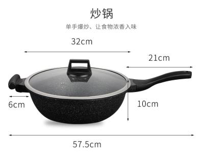 China Economical Stocked Custom Design Cooking Cookware Stick Non Frying Wok Pan for sale