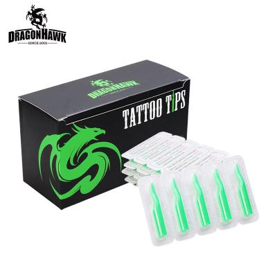 China Permanent Mixed Size 500units Dragonhawk Green Color Disposable Tattoo Tips for sale