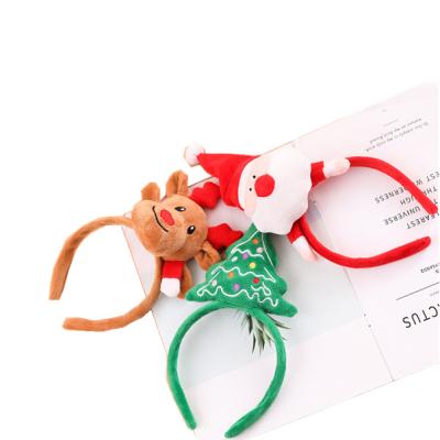 China Plush Christmas Hair Band Santa Claus Holiday Ornament Headdress Christmas Headband for sale