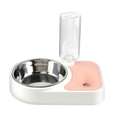 China Feeder Water Cat Bowl Pet Double Mouth Bowl Automatic Dog Drinking Basin Automatic Anti-wet Double Pet Bowl for sale